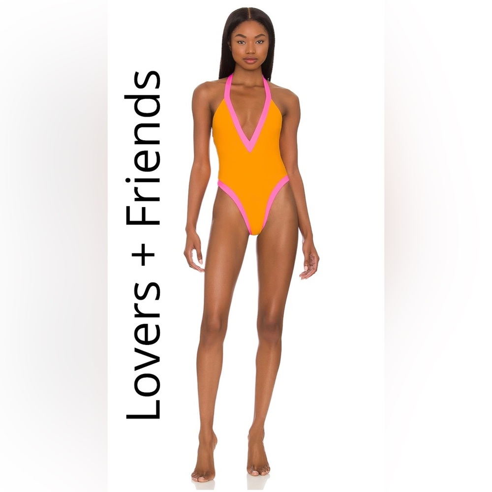 REVOLVE Lovers and Friends In Charge One Piece in Tangerine & Pink